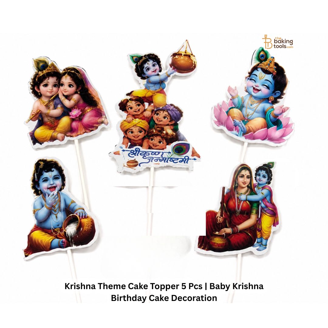 Krishna Theme Cake Topper 5 Pcs | Baby Krishna Birthday Cake Decoration Picks