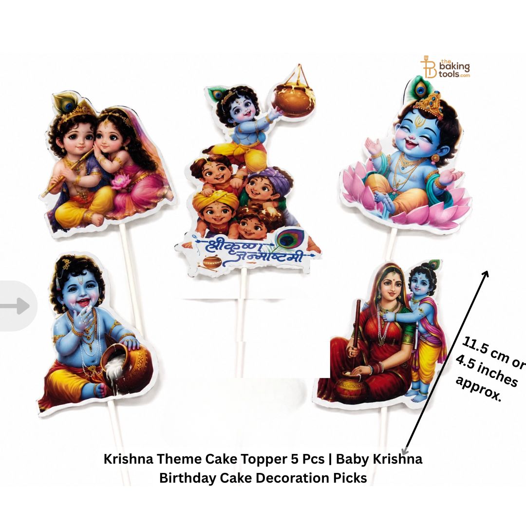 Krishna Theme Cake Topper 5 Pcs | Baby Krishna Birthday Cake Decoration Picks