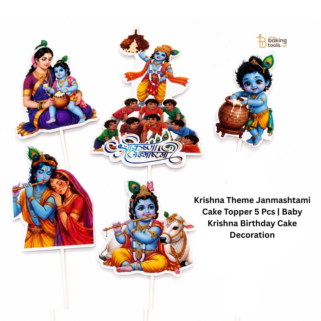 Krishna Theme Janmashtami Cake Topper 5 Pcs | Baby Krishna Birthday Cake Decoration