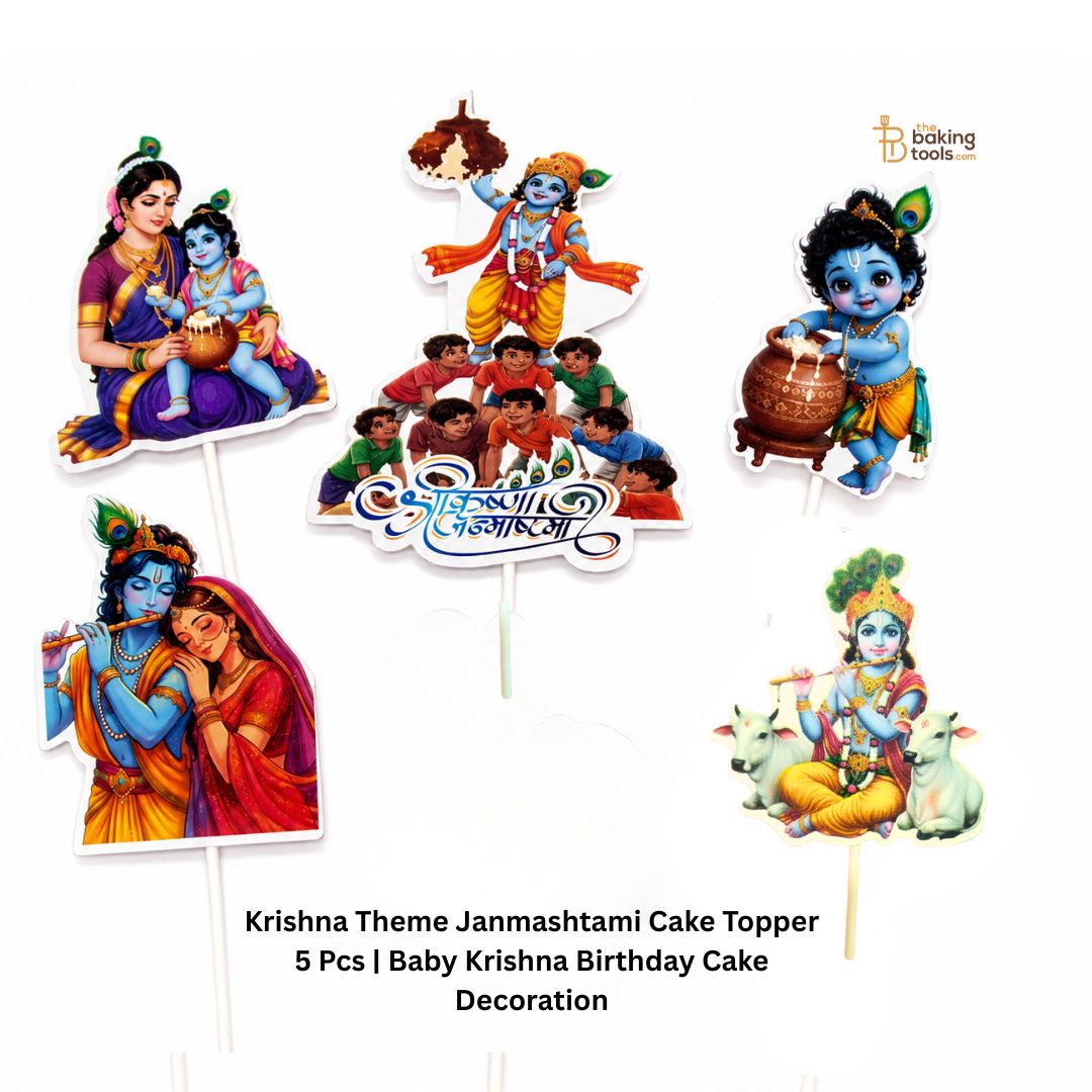 Krishna Theme Janmashtami Cake Topper 5 Pcs | Baby Krishna Birthday Cake Decoration