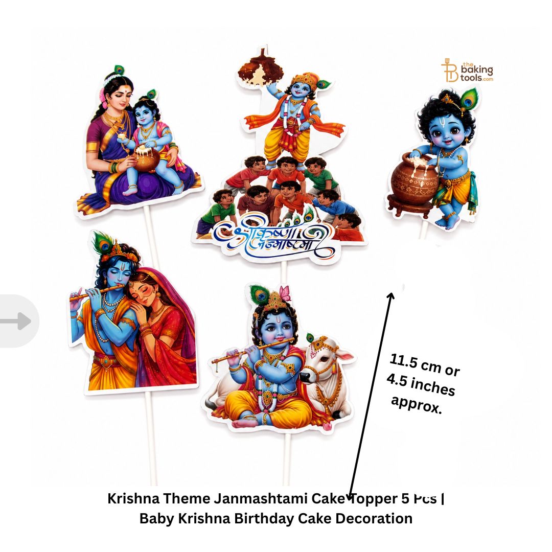 Krishna Theme Janmashtami Cake Topper 5 Pcs | Baby Krishna Birthday Cake Decoration
