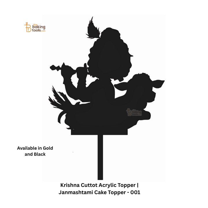 Krishna Cuttot Acrylic Topper | Janmashtami Cake Topper | Available in Gold and Black - 001