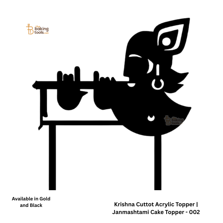 Krishna Cuttot Acrylic Topper | Janmashtami Cake Topper | Available in Gold and Black - 002