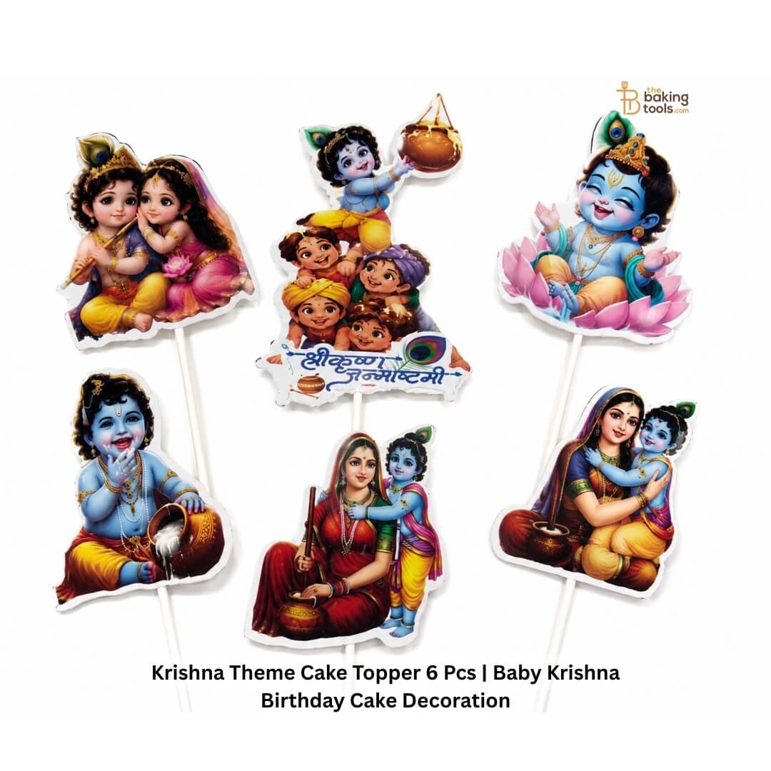 Krishna Theme Cake Topper 6 Pcs | Baby Krishna Birthday Cake Decoration Picks _ The Baking Tools