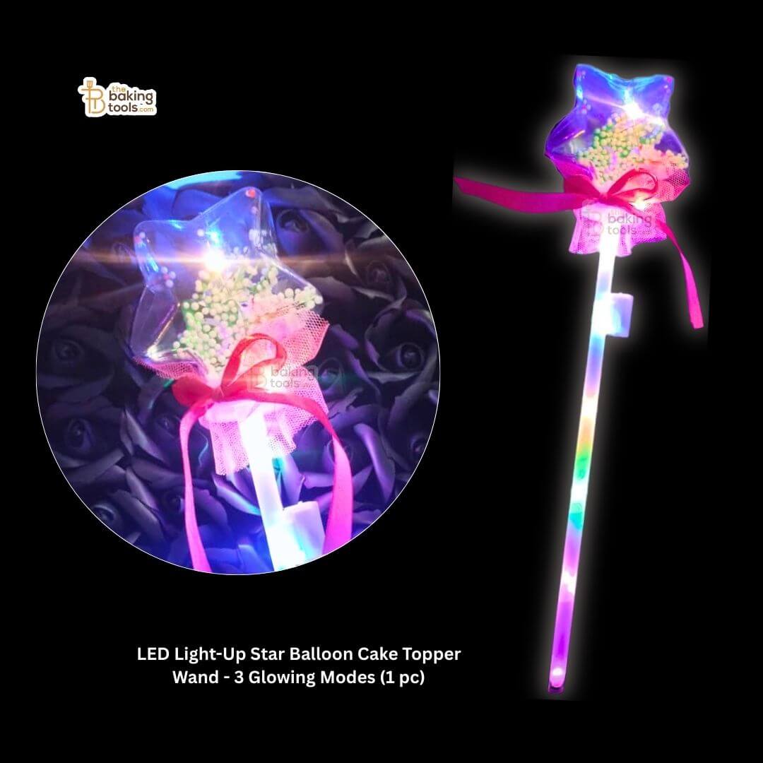 LED Light-Up Star Balloon Cake Topper Wand - 3 Glowing Modes (1 pc)
