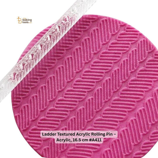 Ladder Textured Acrylic Rolling Pin – Acrylic, 16.5 cm #A411 _ The Baking Tools