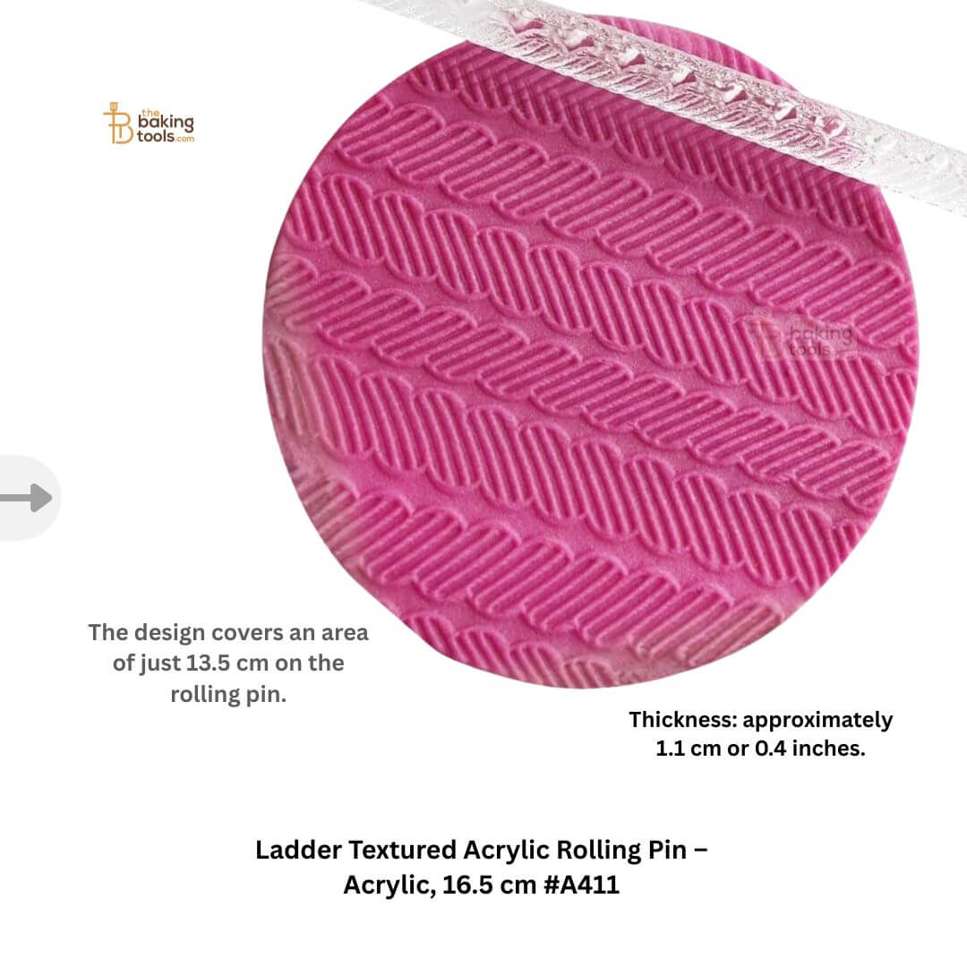 Ladder Textured Acrylic Rolling Pin – Acrylic, 16.5 cm #A411 _ The Baking Tools