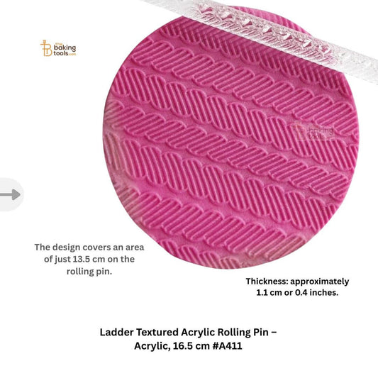 Ladder Textured Acrylic Rolling Pin – Acrylic, 16.5 cm #A411 _ The Baking Tools