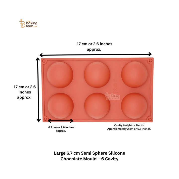 Large 6.7 cm Semi Sphere Silicone Chocolate Mould – 6 Cavity | Half Ball Silicone Mould for Dome Cakes, Desserts, and More