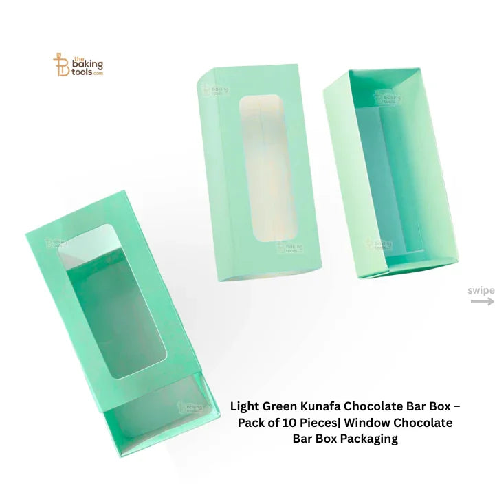 Light Green Kunafa Chocolate Bar Box – Pack of 10 Pcs | Window Chocolate Bar Box Packaging