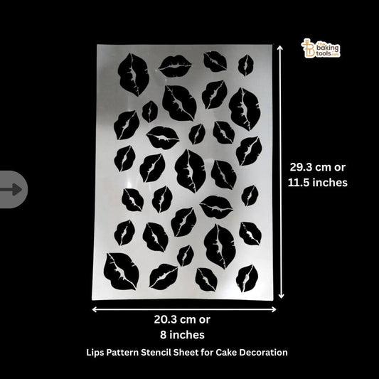 Lips Pattern Stencil Sheet for Cake Decoration with directions
