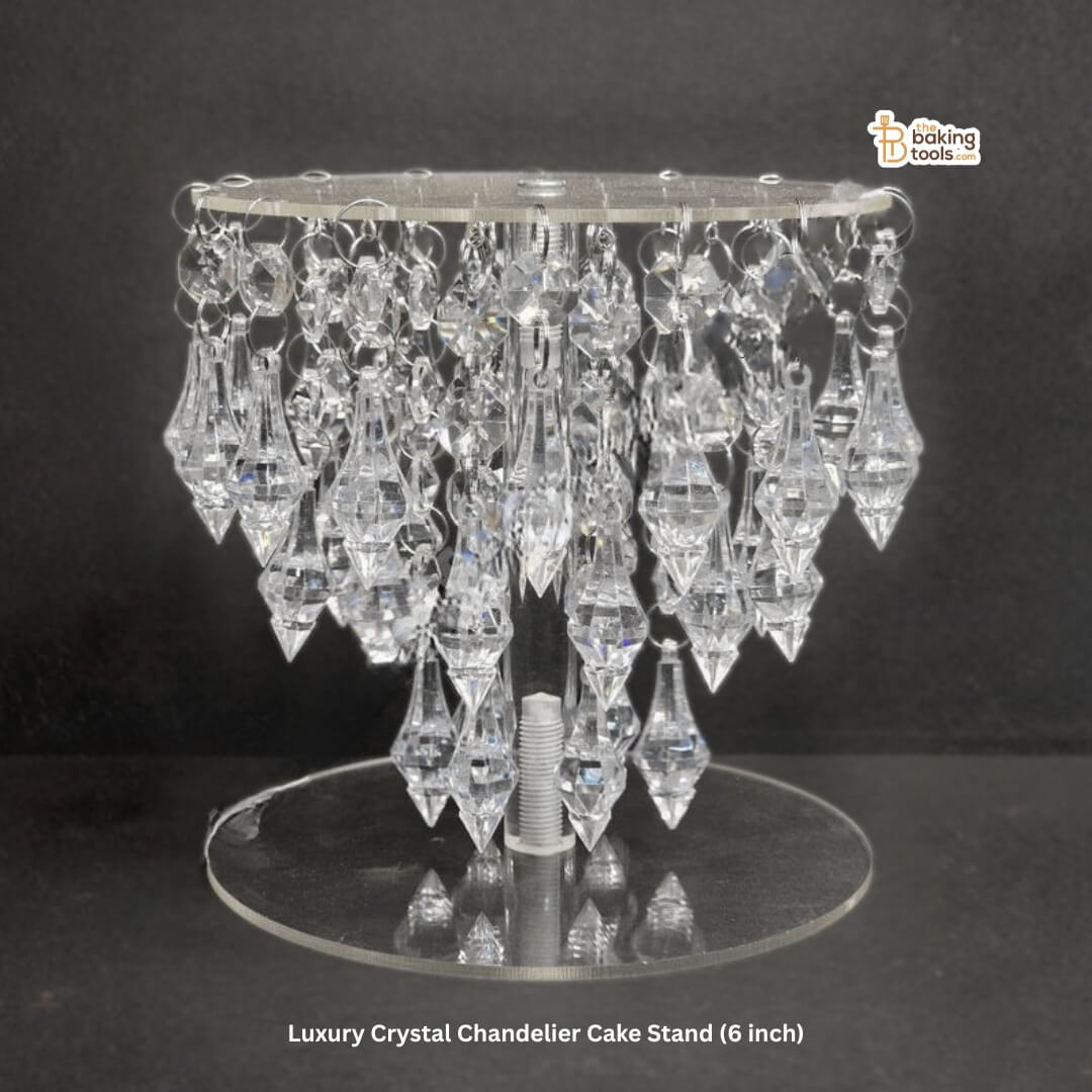 Luxury Crystal Chandelier Cake Stand with Diamond Acrylic Round Spacer (6 inch)