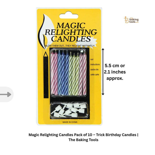 Magic Relighting Candles Pack of 10 – Trick Birthday Candles measuring 5.5 cm or 2.1 inches approx.