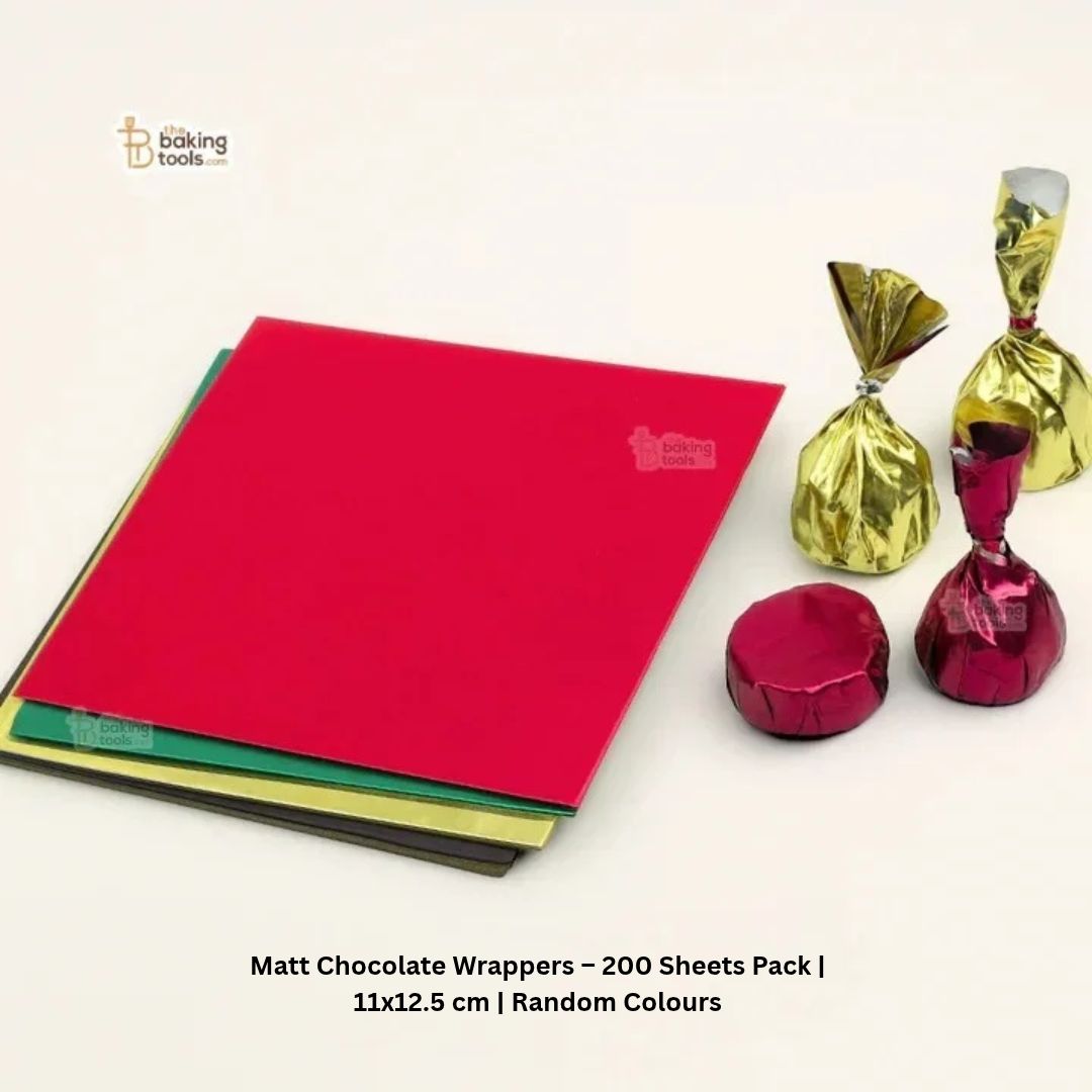 Matt Chocolate Wrappers – 200 Sheets Pack | 11x12.5 cm | Random Colours