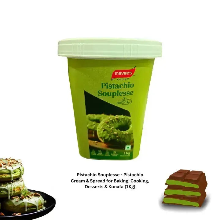 Mavee's Pistachio Souplesse - Pistachio Cream & Spread Pista Puree For Kunafa Chocolate & Desserts (1Kg) - thebakingtools.com