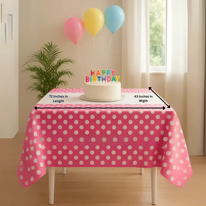Pink Polka Dot Plastic Table Cover – 72 x 43 Inches | Birthday & Party Decor