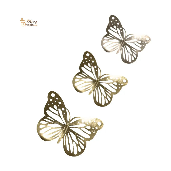 12 Pcs Silver Butterfly Cake Decoration With Rainbow Glow