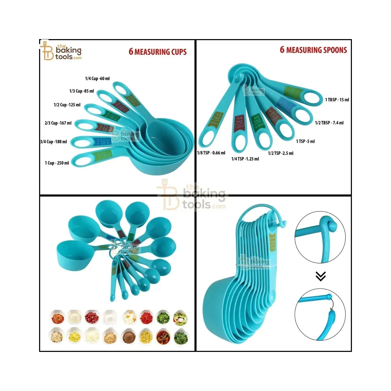 Measuring Cup & Spoon Set of 12 pcs | Flour Measuring Cups - thebakingtools.com