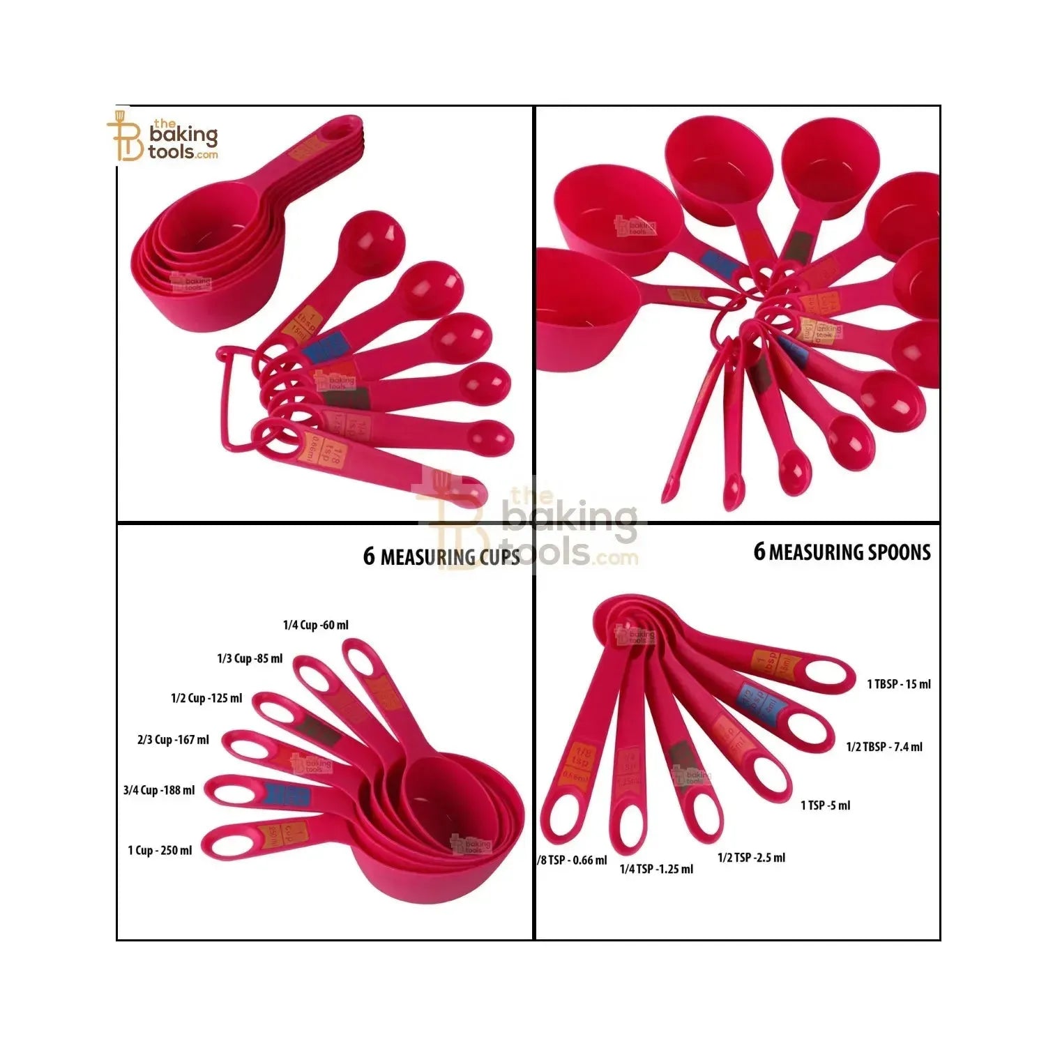 Measuring Cup & Spoon Set of 12 pcs | Flour Measuring Cups - thebakingtools.com