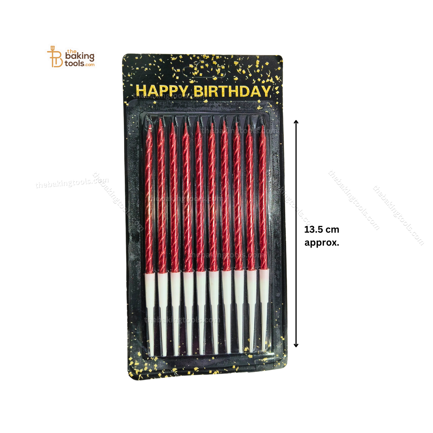 Metallic Red Spiral Candle 10 Pcs - thebakingtools.com