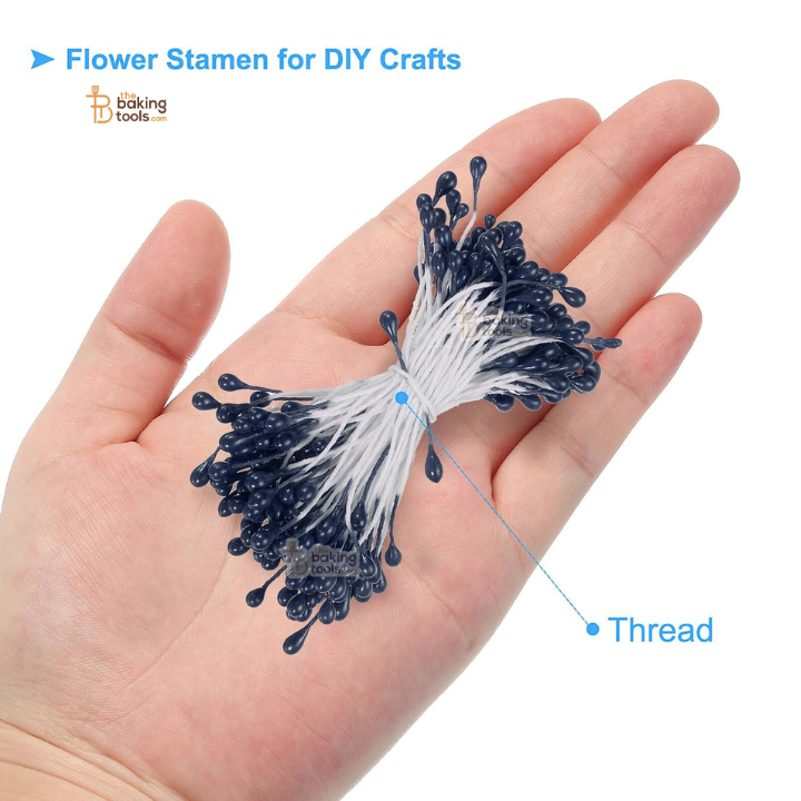Midnight Blue - 150 Pcs Double Headed Pearlized Artificial Flower Stamens Pollens – 5.5cm for Sugar Flowers, Cake Decoration & Craft Making