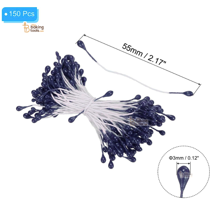 Bundled white and blue pollen stamen tips on a white background