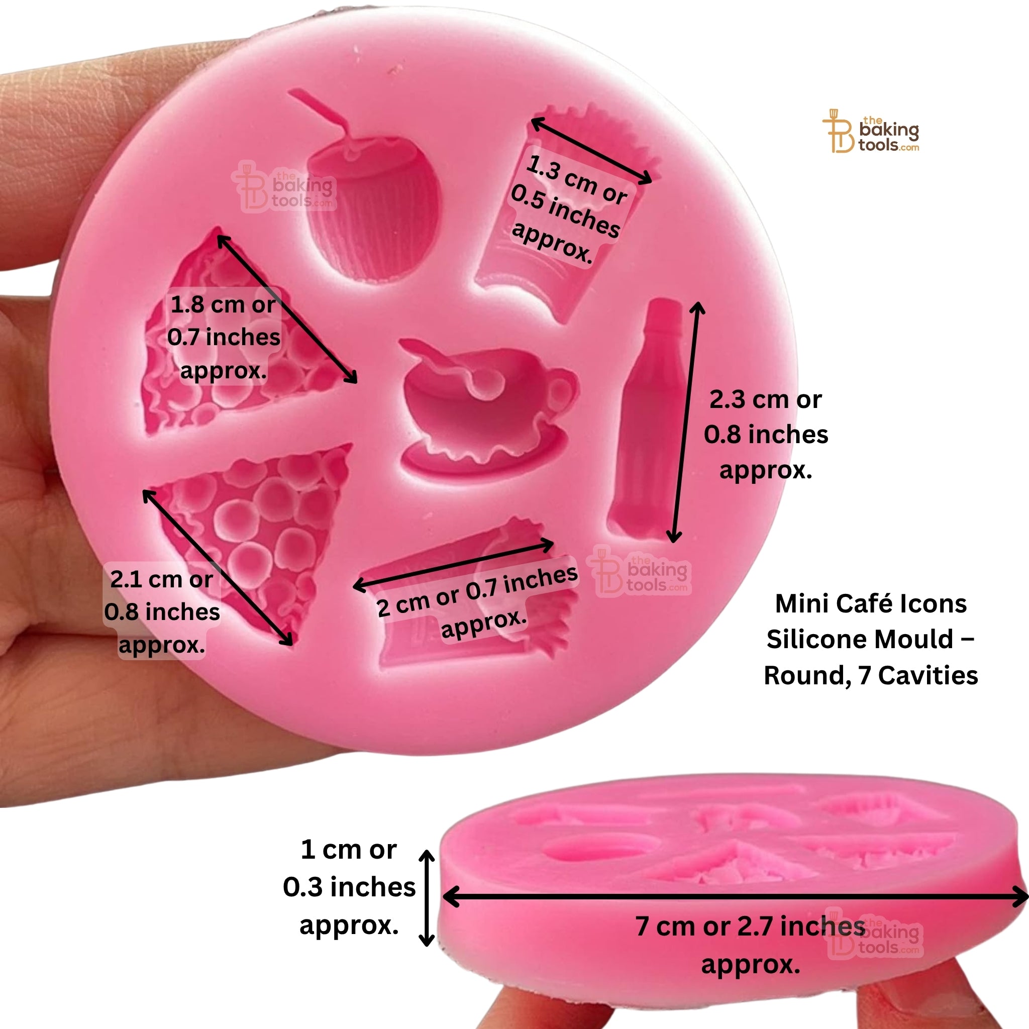 Mini Café Icons Silicone Mould – Round, 7 Cavities
