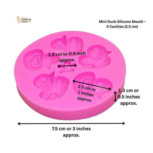 Mini Duck Silicone Mould – 5 Cavities with dimensions