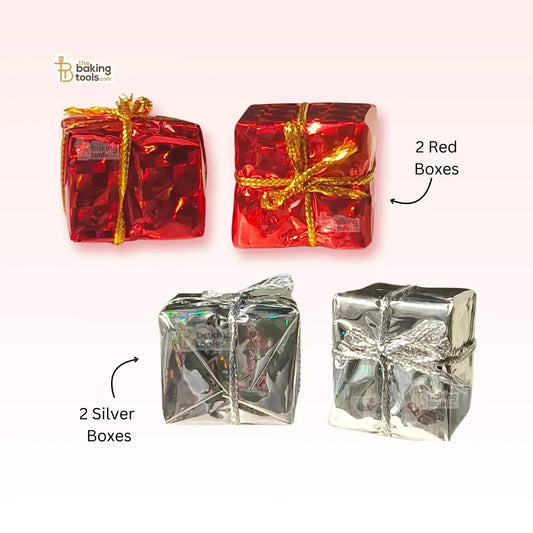 Mini Gift Box Shaped Decorations For Xmas Multicolour Christmas Cake Topper (Set of 12 Pcs) - thebakingtools.com