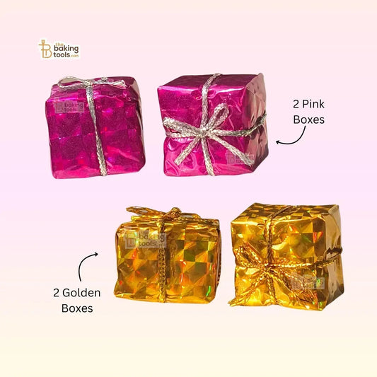 Mini Gift Box Shaped Decorations For Xmas Multicolour Christmas Cake Topper (Set of 12 Pcs) - thebakingtools.com