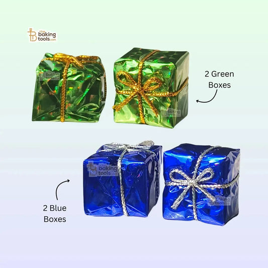 Mini Gift Box Shaped Decorations For Xmas Multicolour Christmas Cake Topper (Set of 12 Pcs) - thebakingtools.com