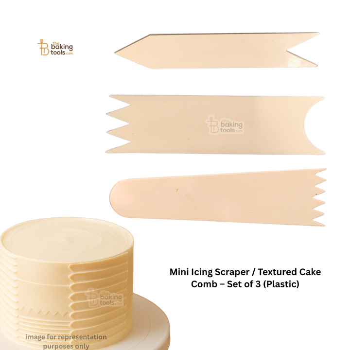 Mini Icing Scraper / Textured Cake Comb – Set of 3 (Plastic)