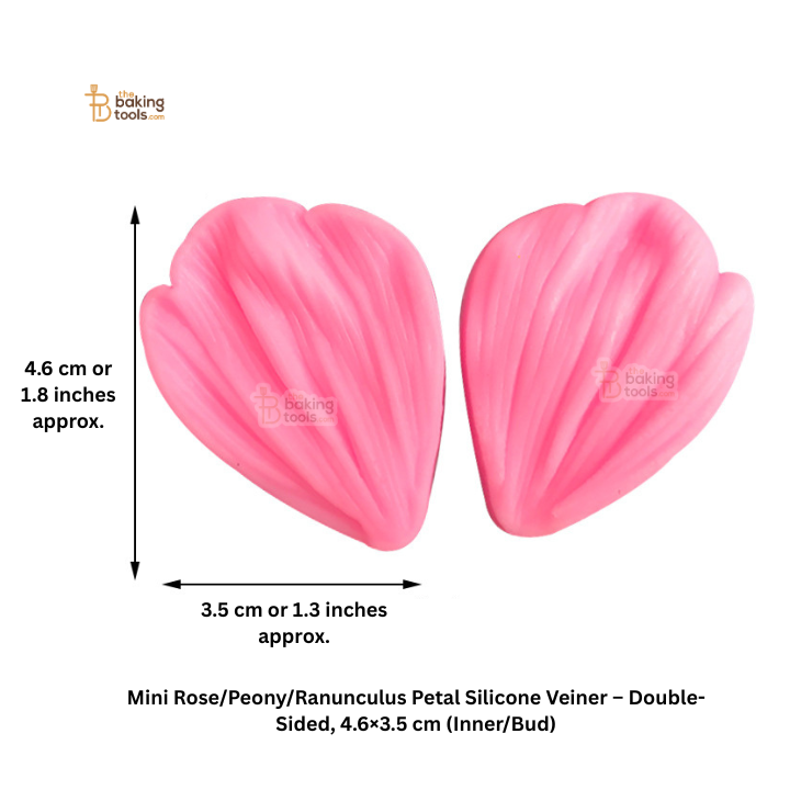 Mini Rose/Peony/Ranunculus Petal Silicone Veiner – Double-Sided, 4.6×3.5 cm (Inner/Bud) | #791