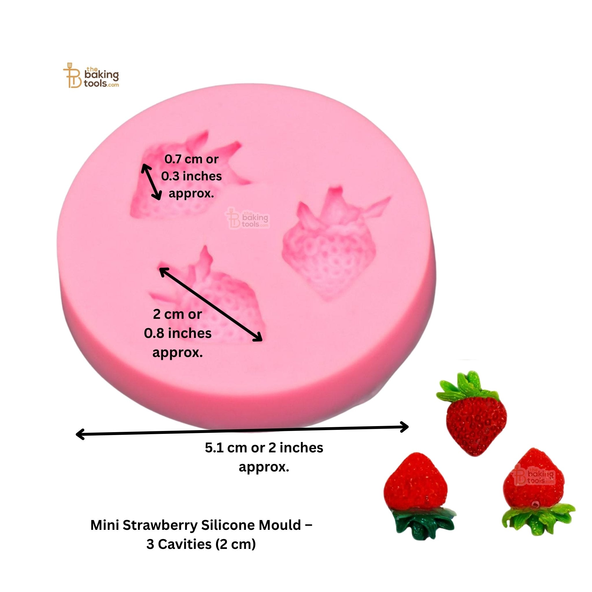 Mini Strawberry Silicone Mould – 3 Cavities (2 cm)