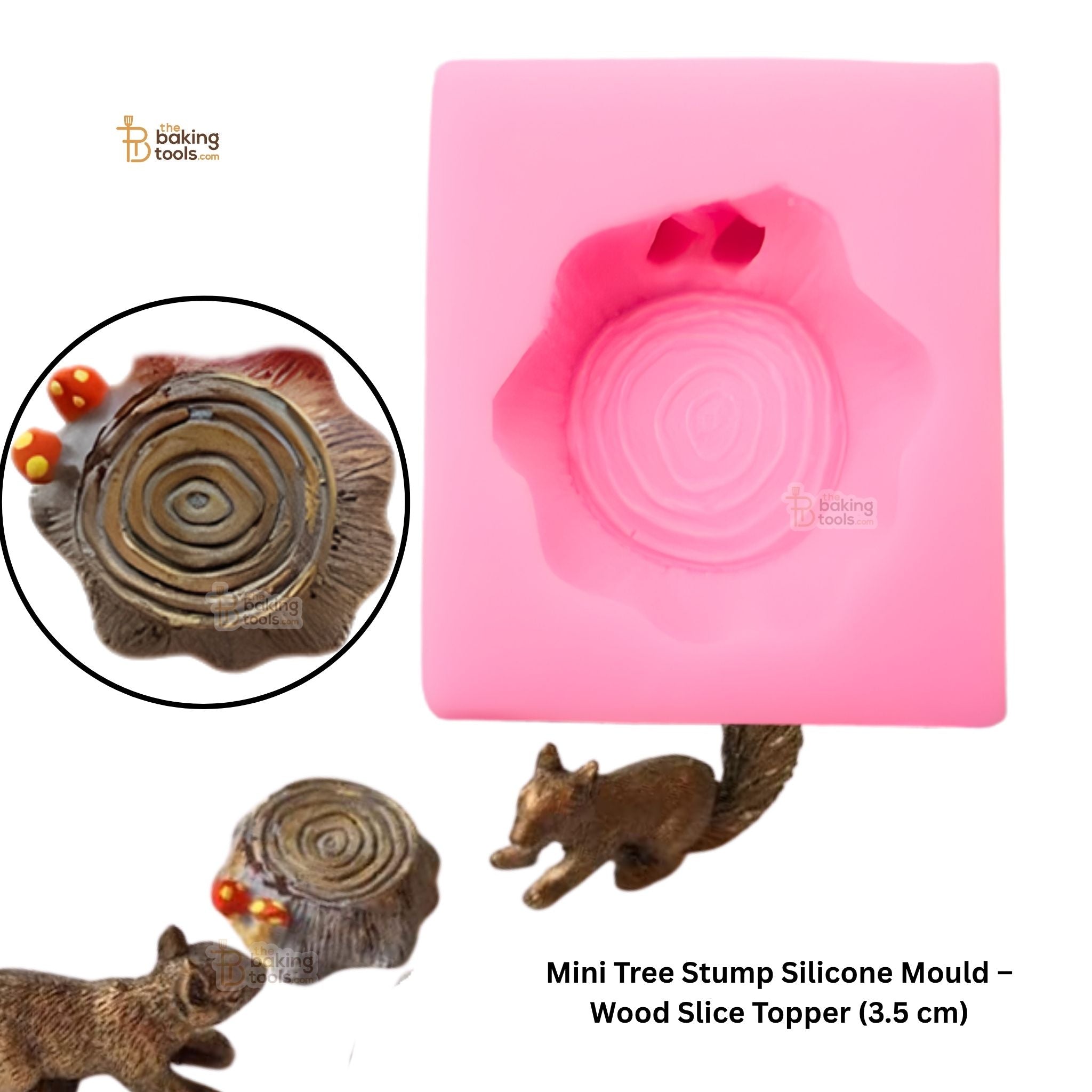 Mini Tree Stump Silicone Mould – Wood Slice Topper (3.5 cm)