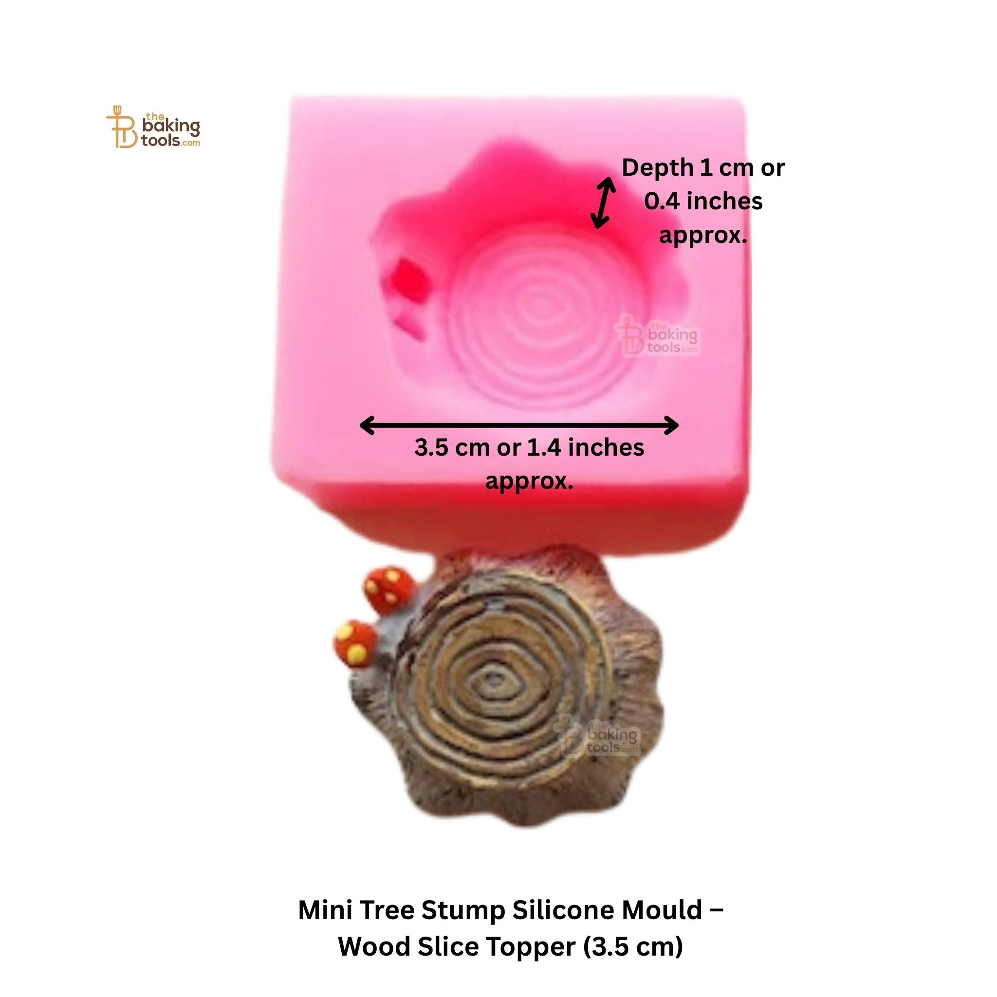 Mini Tree Stump Silicone Mould – Wood Slice Topper (3.5 cm)