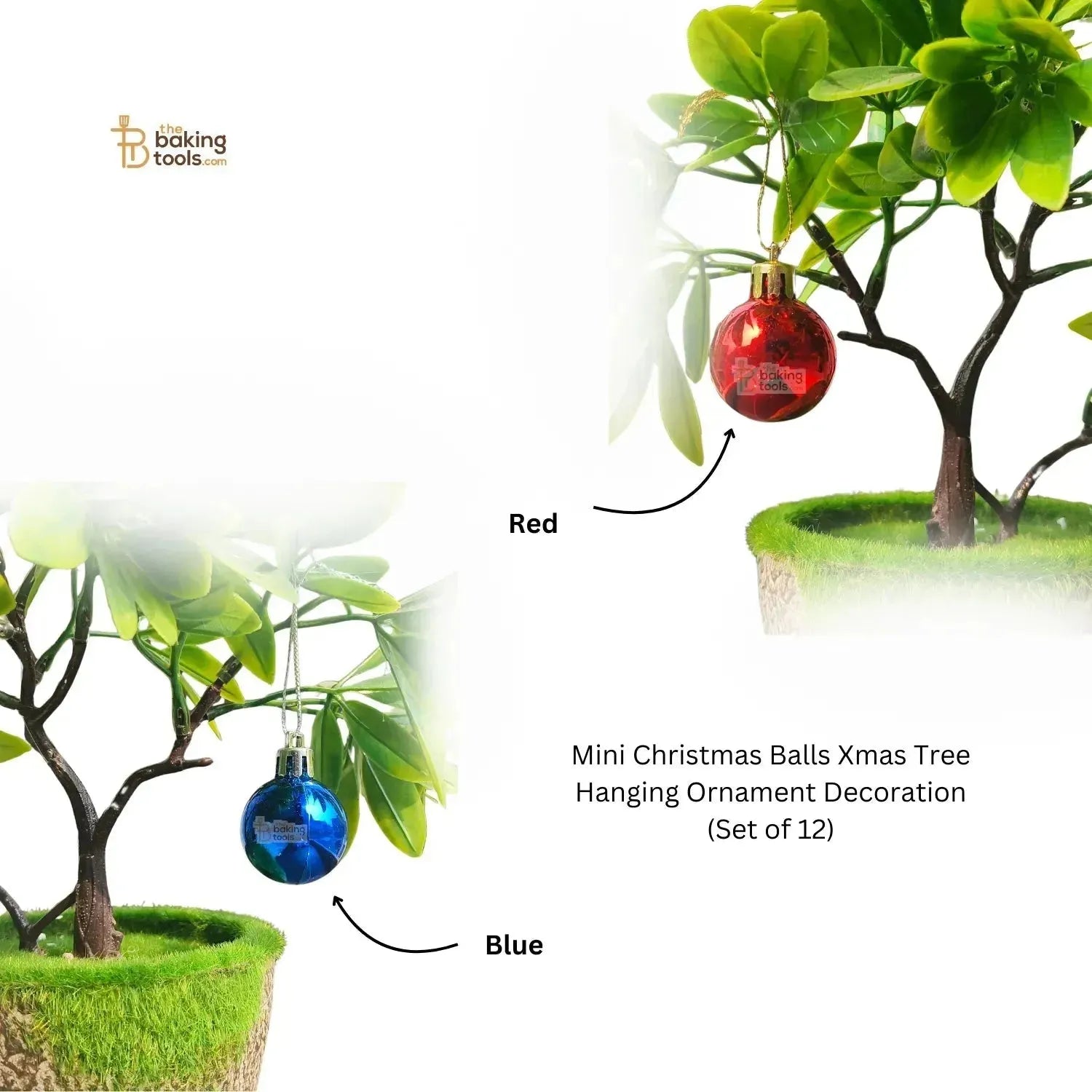 Mini Christmas Balls Xmas Tree Hanging Ornament Decoration (Set of 12) - thebakingtools.com