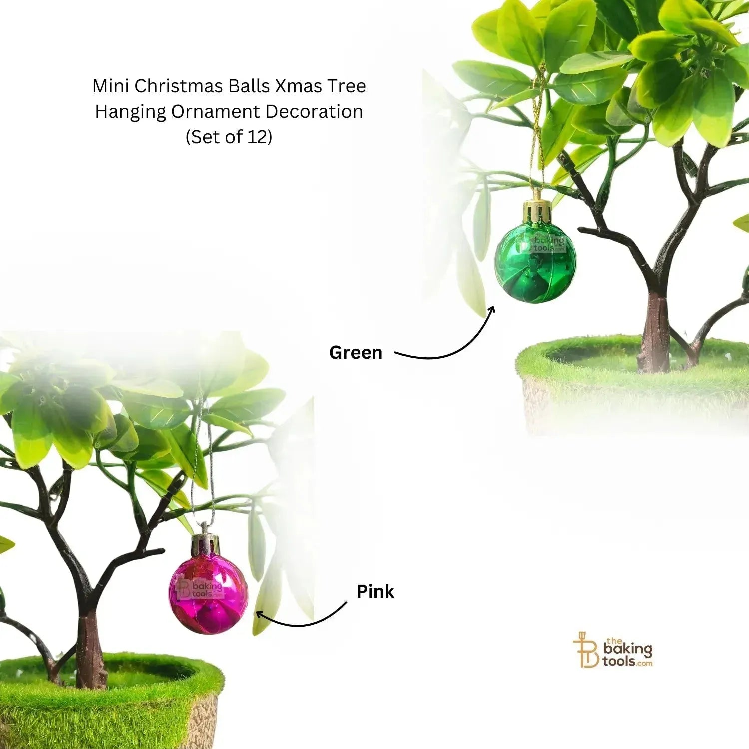 Mini Christmas Balls Xmas Tree Hanging Ornament Decoration (Set of 12) - thebakingtools.com