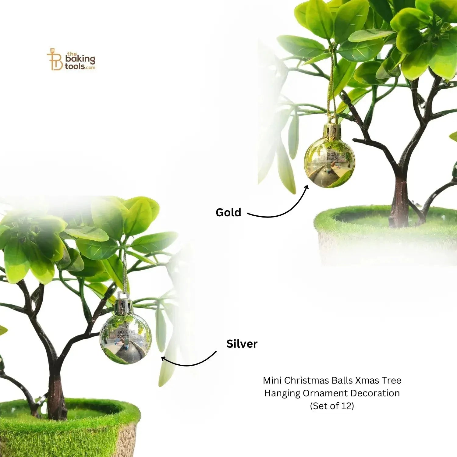 Mini Christmas Balls Xmas Tree Hanging Ornament Decoration (Set of 12) - thebakingtools.com
