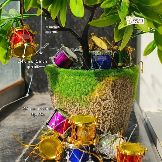 Mini Christmas Drums Xmas Tree Hanging Ornament Decoration (Set of 12) - thebakingtools.com