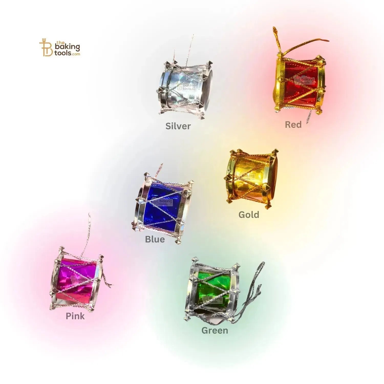 Mini Christmas Drums Xmas Tree Hanging Ornament Decoration (Set of 12) - thebakingtools.com
