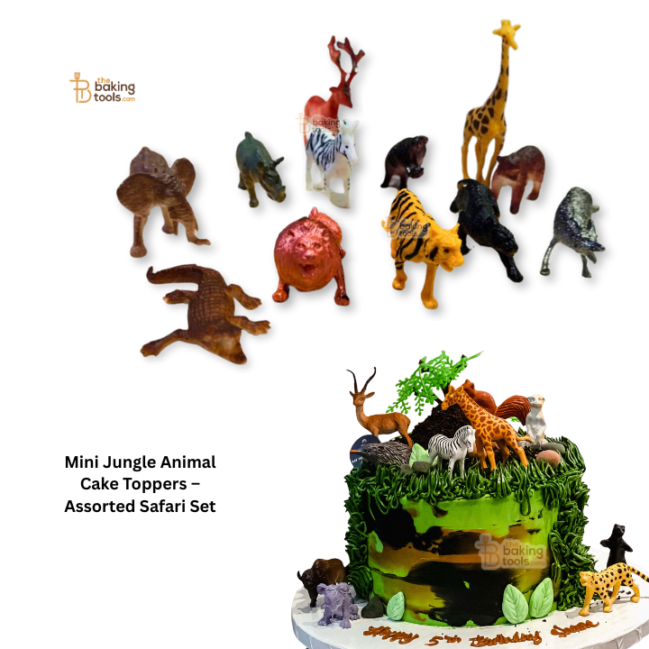 Mini Jungle Animal Cake Toppers – Assorted Safari 12 Pcs Set