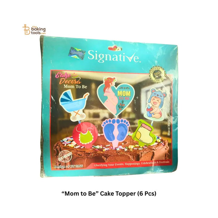 Mom-to-Be Theme Cake Topper (6 Pcs) - thebakingtools.com