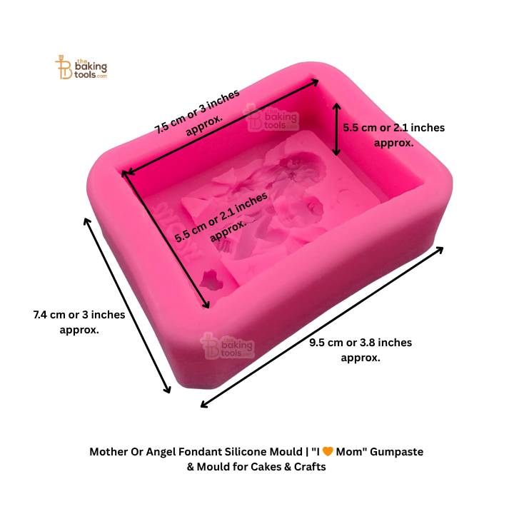 Mother Or Angel Fondant Silicone Mould | "I 🧡 Mom" Gumpaste Mould for Cakes & Crafts