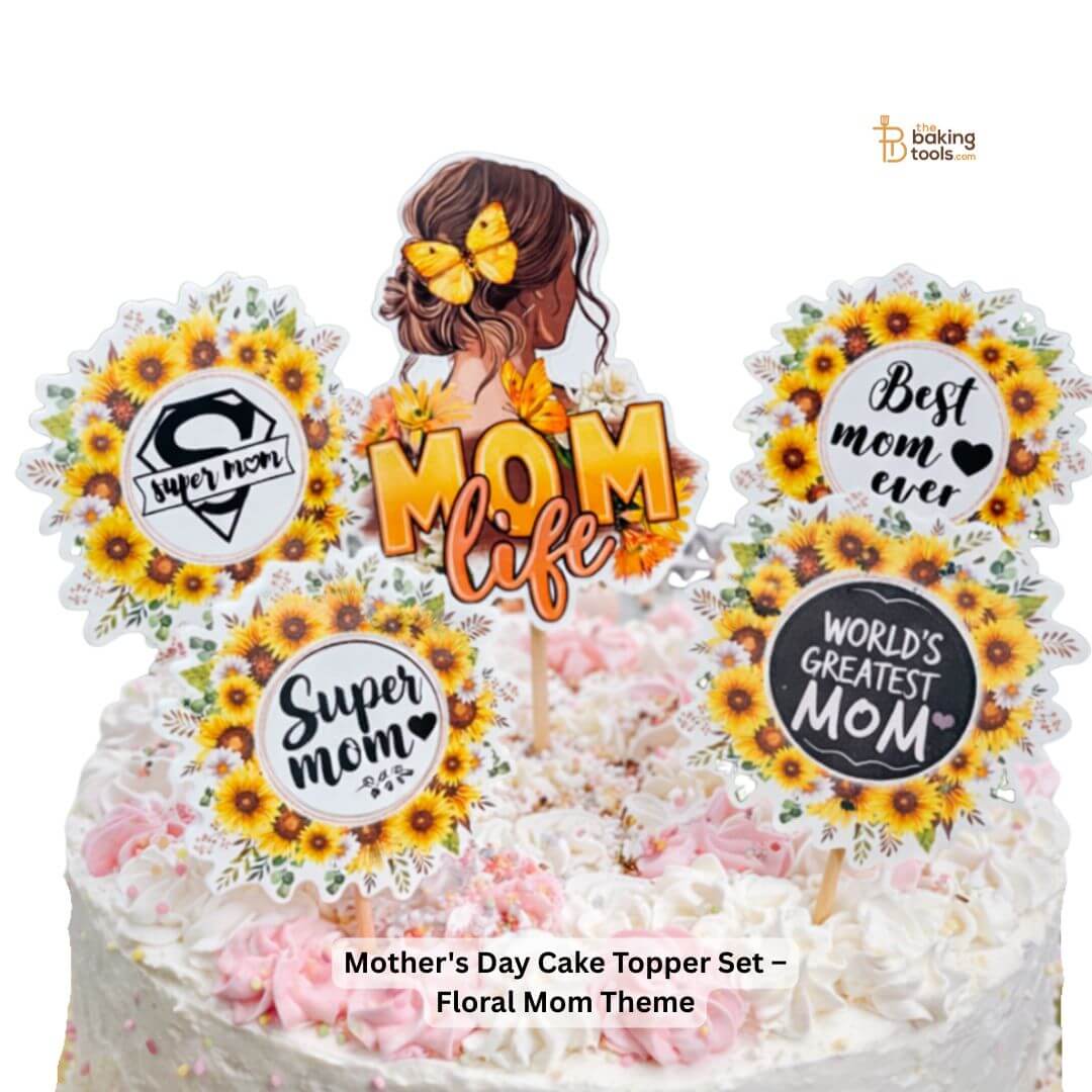 5 pcs Mother's Day Cake Topper Set – Sunflower Theme