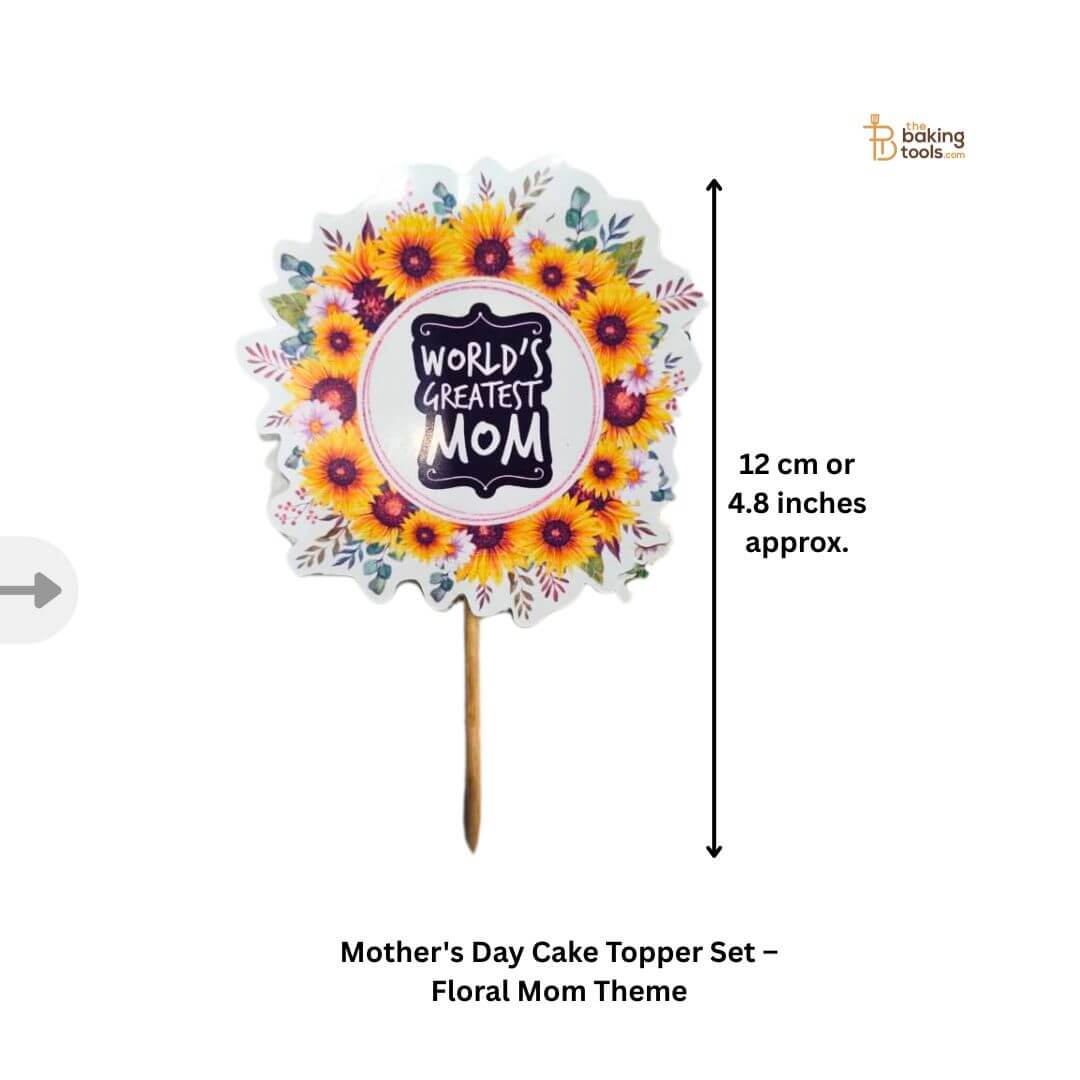 5 pcs Mother's Day Cake Topper Set – Sunflower Theme