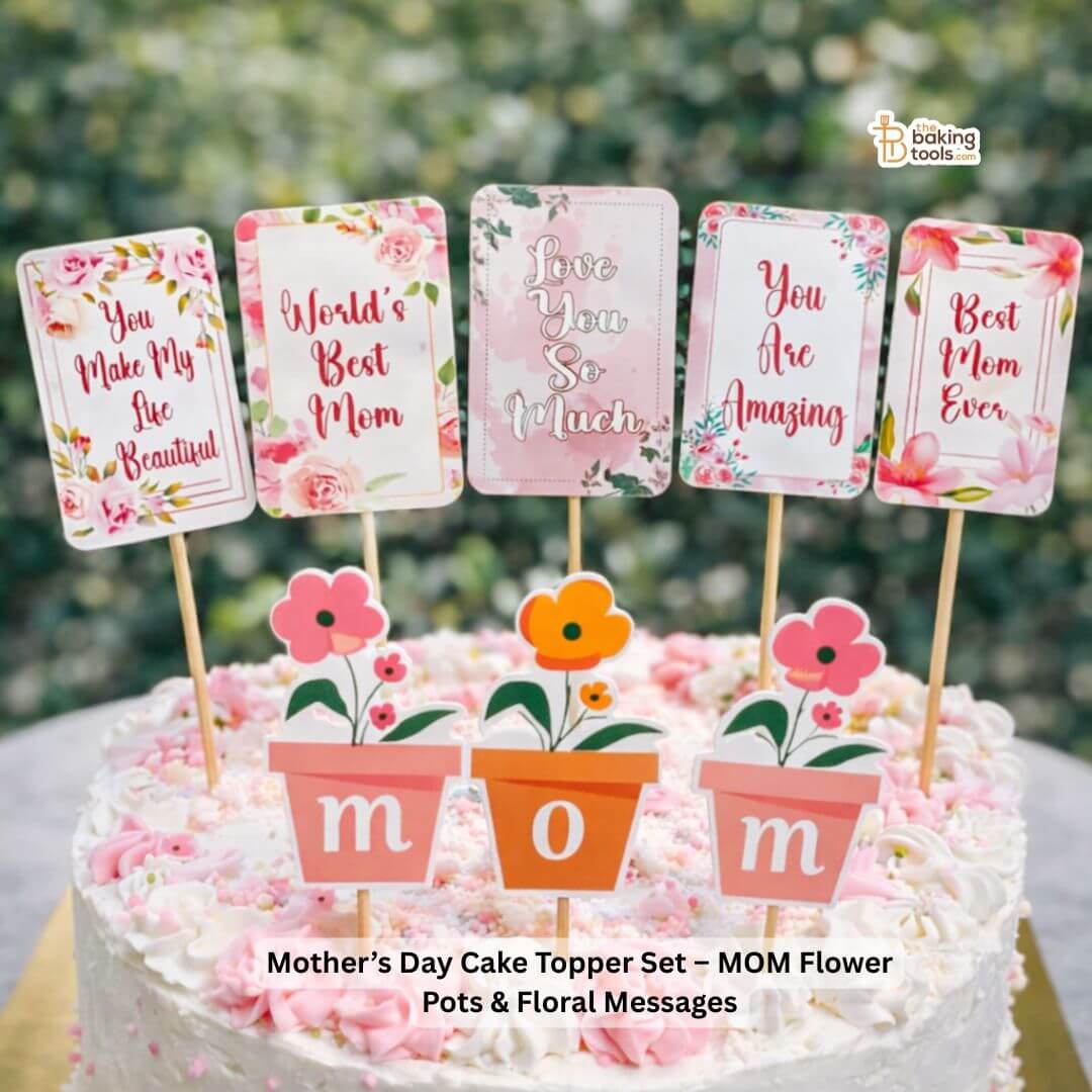 Mother’s Day Cake Topper Set – MOM Flower Pots & Floral Messages