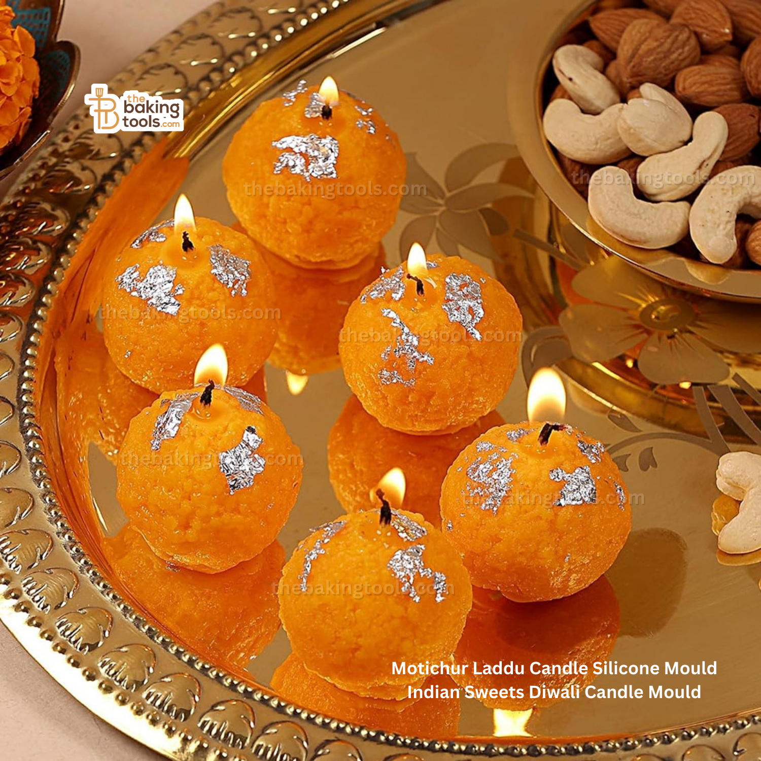 Motichur Laddu Candle Silicone Mould Indian Sweets Diwali Candle Mould _ the baking tools (its an image of Motichur Lassu Candles & this is just for representaion purposes)