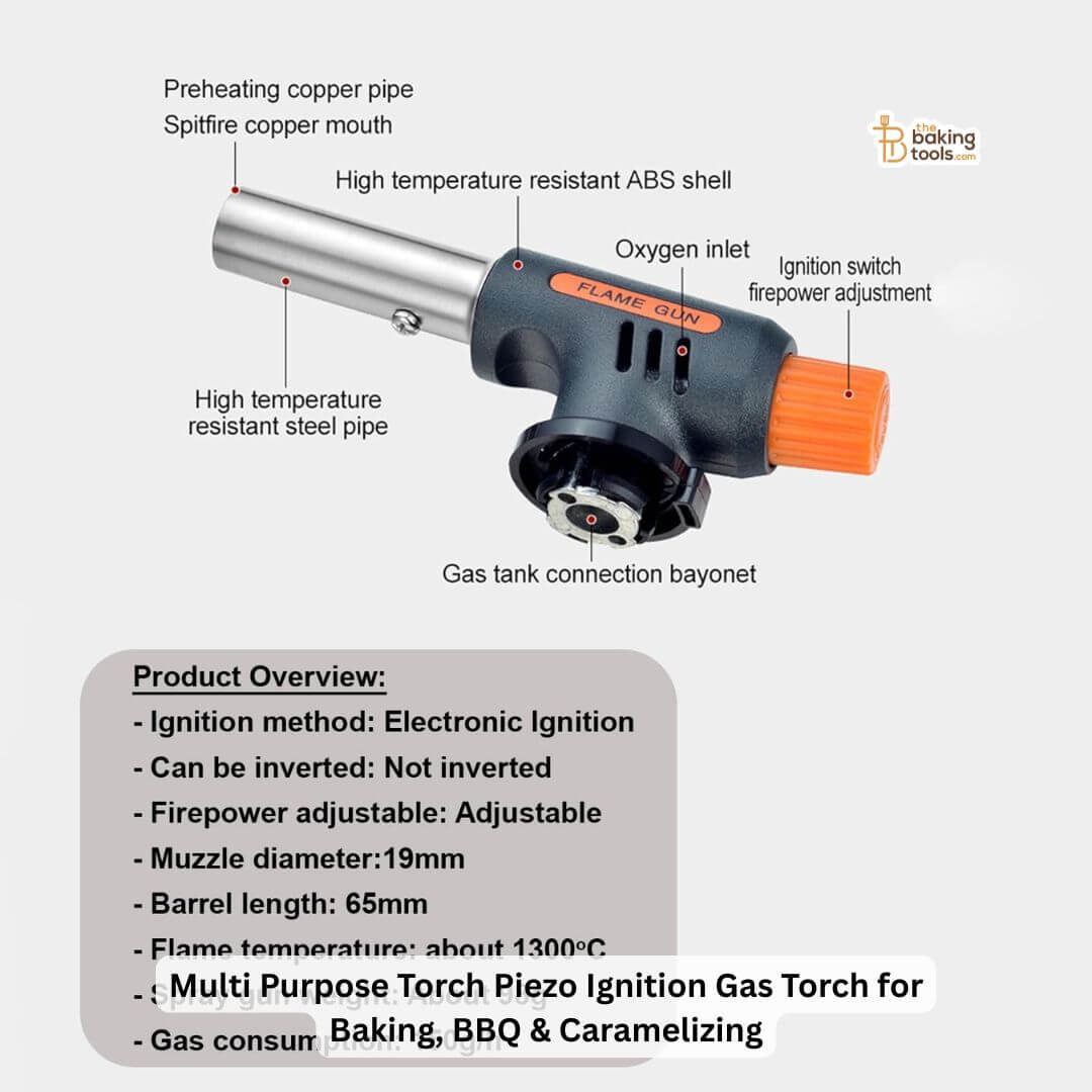 Multi Purpose Torch Piezo Ignition Gas Torch for Baking, BBQ & Caramelizing with product overview