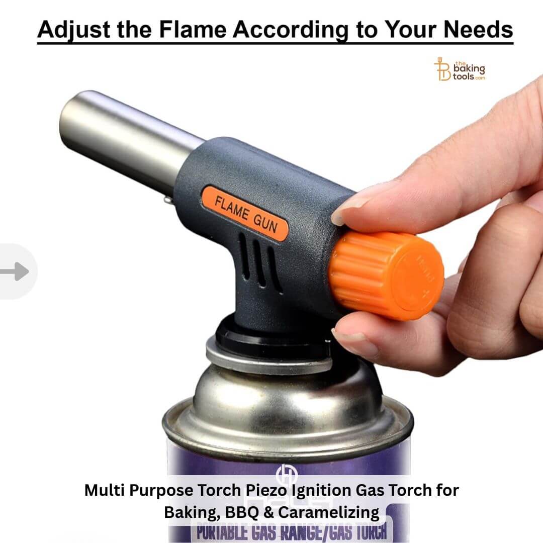 Multi Purpose Torch Piezo Ignition Gas Torch for Baking, BBQ & Caramelizing with demonstrating knob